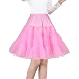 Shimaly Women's 50s Vintage Rockabilly Petticoat 26" Pink Underskirt Slip (2XL-3XL,Pink)