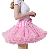 Women's Pluffy Tutu Skirt Elastic Waist Tulle Tutu Skirt Fluffy Princess Ballet Dance Underskirt Pink