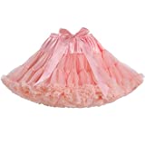 Women's Elastic Waist Chiffon Petticoat Puffy Tutu Tulle Skirt Princess Ballet Dance Pettiskirts Underskirt (Champagne Pink)