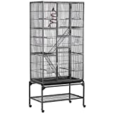 Yaheetech 69-Inch Extra Large Wrought Iron 3 Levels Ferret Chinchilla Sugar Glider Squirrel Small Animal Cage with Cross Shelves and Ladders, Black