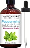 MAJESTIC PURE Peppermint Essential Oil, Therapeutic Grade, Pure and Natural Premium Quality Oil, 4 fl oz