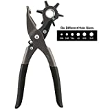 General Tools Leather Hole Punch Tool - 6 Multi-Hole Sizes for Leather, Rubber, & Plastic - Hobbies & Crafts 8.5 inches