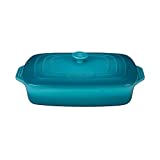 Le Creuset Stoneware Covered Rectangular Casserole, 3.5 qt. (12.5" x 8.5"), Caribbean