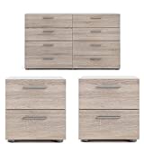 Home Square 3 Piece Bedroom Set with 8 Drawer Dresser and Two 2 Drawer Nightstand in Truffle