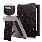 CLARKCAS All-New Kindle 2019 10th Generation (Model:J9G29R) Glitter Case [NOT for Kindle Paperwhite], Slim Leather Smart Cover with Auto Sleep/Wake Hand Strap for E-Reader Kindle 2019, Black Sparkle