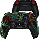 HexGaming Custom Esports Rival Controller 2 Paddle Buttons & Interchangeable Thumbsticks & Hair Trigger for PS5 Custom Controller PC Wireles FPS Gaming Gamepad - Green Weeds