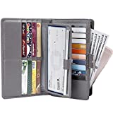 Itslife Womens Wallet,Large Capacity RFID Blocking Leather Wallets Credit Cards Organizer Ladies Wallet with Checkbook Holder,Gray