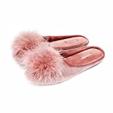 BCTEX COLL Women's Cozy Velvet Memory Foam House Slipper,Ladies Fuzzy Bedroom Slipper Non-slip Sole Pink 9-10