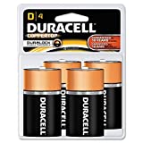 Duracell MN1300R4Z CopperTop Alkaline Batteries, D, 4/PK