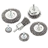 eHomeA2Z Wire Brush For Drill Wheel Steel Cup (6 Pcs) 1/4 Inch Arbor Abrasive For Cleaning Stripping Rotary Metal Hex Shank Attachment For Power Drill Paint Rust Removal