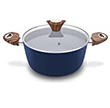 Phantom Chef 4.4 QT Casserole | Stockpot | Aluminum Body Non-Stick Ceramic Coating | With Soft Touch Stay Cool Handle | Dishwasher Safe | Non-Toxic PFOA & PTFE Free Pan | Color Navy