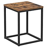 VASAGLE End Table with Thickened Top Plate, 15.7 Inch Side Table, Accent Table, Wood Panel and Steel Frame, Easy Assembly, for Living Room, Bedroom, Industrial, Rustic Brown and Black ULET270B01