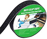 Anti Slip Tape, High Traction,Strong Grip Abrasive, Not Easy Leaving Adhesive Residue, Indoor & Outdoor (1" Width x 190" Long, Black)