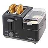 West Bend 78500 Breakfast Station, 2-Slice Toaster with Removable Meat and Vegetable Warming Tray and Egg Cooker/Poacher, Black