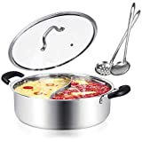 Kerykwan 304 Stainless Steel Shabu Shabu Hot pot with Divider Induction Cooktop Countertop Burner