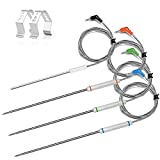 4-Pack Upgraded Replacement Probe Kit for Thermopro TP20 TP08S TP07 TP25,Ultra Accurate & Fast Meat Temperature Ambient Probe for TP20 TP17 TP-27 TP17H TP06s TP16S TP09 TP28 with Probe Clip