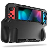 FINTIE Silicone Case Compatible with Nintendo Switch - Soft [Anti-Slip] [Shock Proof] Protective Cover with Ergonomic Grip Design, Drop Protection Grip Case (Black)