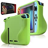 Orzly Grip Case for Nintendo Switch - Protective Back Cover for use on The Nintendo Switch Console in Handheld Gamepad Mode with Built in Comfort Padded Hand Grips - Green