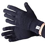 Wool Ski Glove Liner with Touch Screen Technology  Premium Merino Wool Winter Gloves for Skiing, Cold Weather (S, Black)