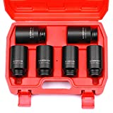 CASOMAN 1/2- Inch Drive Deep Spindle Axle Nut Impact Socket Set, 6-Piece 1/2" Dr. Deep Impact Socket Set,6 Point, CR-MO, Metric, Impact Grade, 30mm, 32mm, 33mm, 34mm, 35mm, 36mm