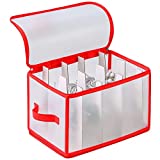 Christmas Light Storage Box with Cardboards, Plastic Christmas Holiday Light Bulb Storage Organizer, Zipppered Closure