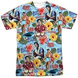 Elvis Presley - Blue Hawaii - White Back Sports Fabric - Adult T-Shirt - XL