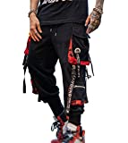 Hello MrLin Men's Jogger Pants Punk Cargo Baggy Techwear Hip Hop Harem Pants Streetwear Tactical Track Pants Black