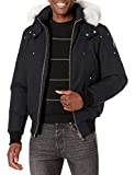 Moose Knuckles Men'S Ballistic Bomber Jacket Outerwear, Dark Navy With White Fur, L