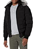 Moose Knuckles Men's Glace Bay Flight Bomber Outerwear, Black with Frost Fox Fur, S
