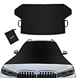 LoyaForba Car Magnetic Windshield Snow Cover for Ice, All Weather Application Windshield Cover, Snow and Wiper Protector for Most Cars, SUVs, Vans, Winter Car Front Window Accessories