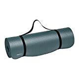 Amazon Basics Extra Thick Exercise Yoga Gym Floor Mat with Carrying Strap - 74 x 24 x .5 Inches, Grey