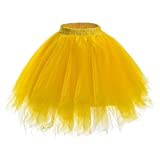 AWAYTR Adult Tutus Skirts for Women - 4 Layers Tutu Skirt for Halloween Costume (Gold-XL