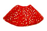 the Hair Bow COMPANY Baby Toddler Gold Polka Dot Tulle Tutu Skirt 7" Long for up to 2 Years Many Colors! (Red)