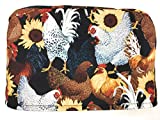 4 Slice Slot Barnyard Farm Roosters Chickens and Sunflowers on Black Reversible Toaster Appliance Dust Cover Cozy 11.5(l) x 7.5(h) x 11.5(w)