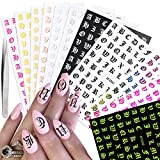 12 Sheets 3D Holographic Letter Nail Art Stickers Old English Alphabet Nail Art Sticker Self-Adhesive Letter Nail Decal for Women Girls DIY Nail Decoration Manicure