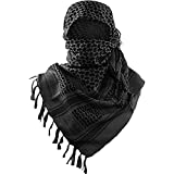 Luxns Military Shemagh Tactical Desert Scarf / 100% Cotton Keffiyeh Scarf Wrap for Men And Women/Black 43"x43"