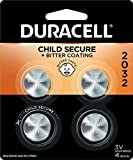 Duracell CR2032 3V Lithium Battery, Child Safety Features, 4 Count Pack, Lithium Coin Battery for Key Fob, Car Remote, Glucose Monitor, CR Lithium 3 Volt Cell