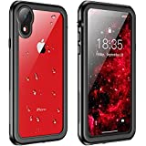 Justcool for iPhone XR Case Waterproof, Full Body with Built-in Screen Protector Rugged Clear Case for iPhone XR 6.1 inch (Black/Clear)