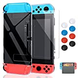 Case Compatible with Nintendo Switch, Fit The Dock Station, Protective Accessories Cover Compatible with Joy Con Controller and Console Dockable with a Tempered Glass Screen Protector