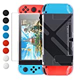 Dockable Case Compatible with Nintendo Switch, FYOUNG Protective Accessories Cover Case for Switch and for Switch Joycons with Thumbstick Caps- Clear