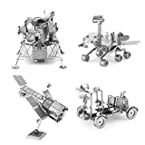 Set of 4 Metal Earth 3D Laser Cut Models: Hubble Telescope - Apollo Lunar Rover - Apollo Lunar Module - Mars Rover