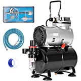 VIVOHOME 110-120V Professional Airbrushing Paint System with 1/5 HP Air Compressor and 1 Airbrush Kit for Tattoo Makeup Shoes Cake Decoration