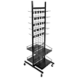 Rolling Retail Display Merchandising Rack Store Fixture, 66" Tall x 28" Footprint, Includes 50 Peg Hooks and 4 Shelves by Brybelly