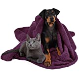 Large Dog Sherpa Blanket 50" x 60", Super Soft Warm Plush Fleece Snuggle Pet Blanket Throw Cover for Couch Car Trunk Cage Kennel Dog Carrier, Purple
