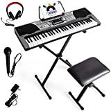 Costzon 61 Key Keyboard Piano with LCD Display, Electric Keyboard w/Full Size Keys, MP3 Input, 3 Teaching Modes, Recorder, 61 Percussions, Over Ear Headphones, Ideal for Beginner Adult (Black)