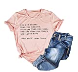 Inspirational Quotes Letter Printing Tops You are Braver Than You Believe Women Saying T-Shirt (Pink, L)