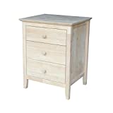 International Concepts Nightstand with 3 Drawers, Standard