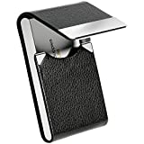 MaxGear Business Card Holder, PU Leather Metal Business Card Case Credit Card Holders Wallet, Slim Minimalist Name Card Holder RFID Blocking Business Card Carrier for Men, Women, Home & Office, Black