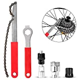 Odoland Bike Repair Tool Kit, Including Bike Crank Extractor with 16mm Spanner/Wrench, Bicycle Flywheel Chain Sprocket Remover Tool, Cassette Lock Ring Removal Tool