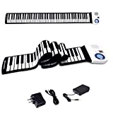 BABY JOY 88 Keys Roll Up Piano, Upgraded Electronic Piano Keyboard, Portable Piano w/Bluetooth, MP3 Headphone USB Input, MIDI OUT, 128 Rhythms, Record, Play, Volume Control (White, 88Keys)